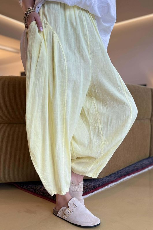 Noa Linen Blend Sia Barrel Trouser Lemon